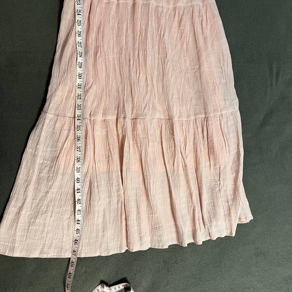 Listicle Maxi Dress Medium Pink Boho Cottagecore Prairie Ruffle Puff Sleeve - Picture 7 of 10